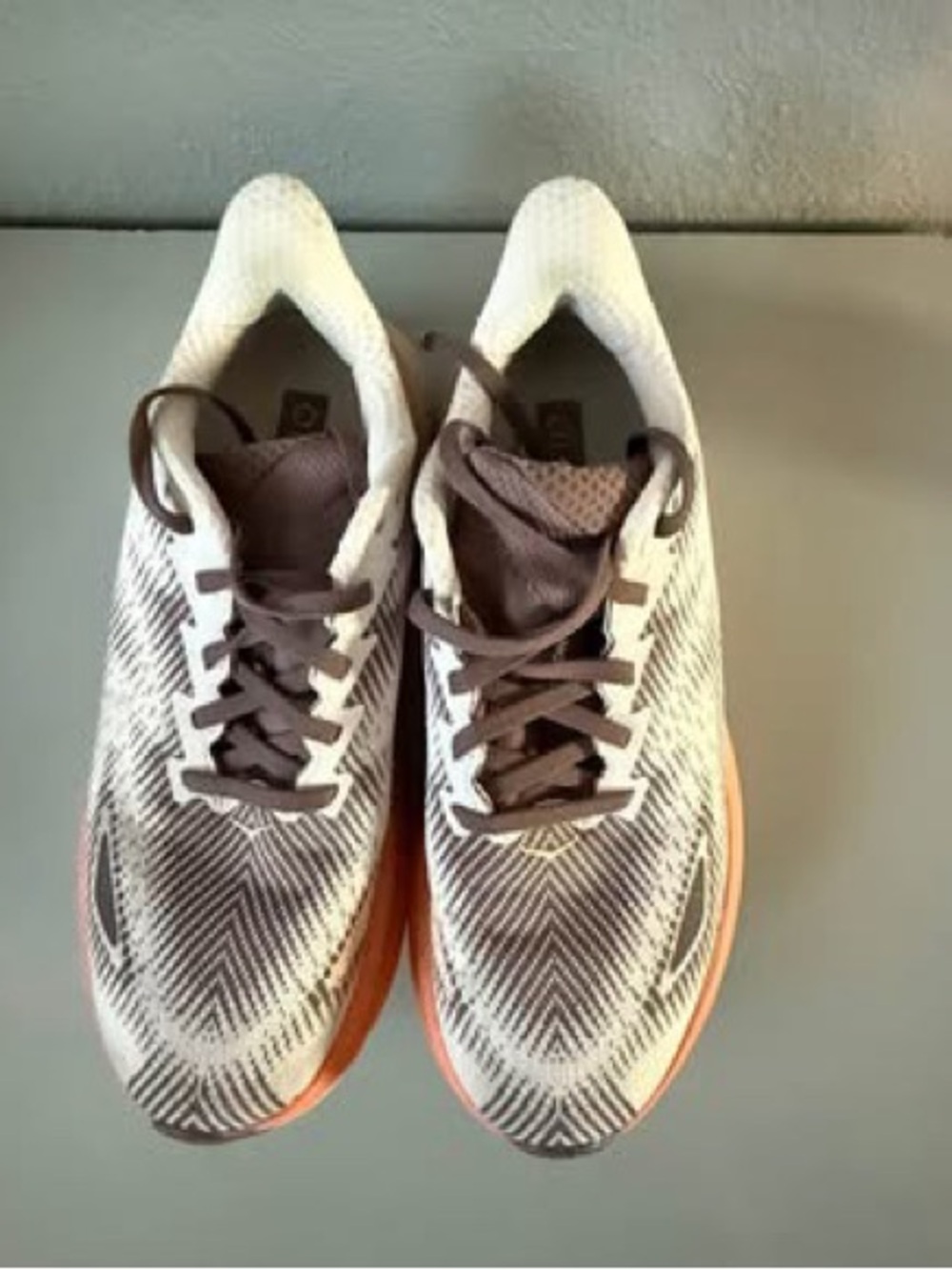 Hoka One One Clifton 9 Gtx Running Shoes in White, Brown & Coral - Picture 2 of 5